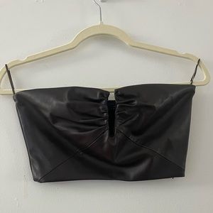 Maroon leather cropped bustier top from Zara, size M